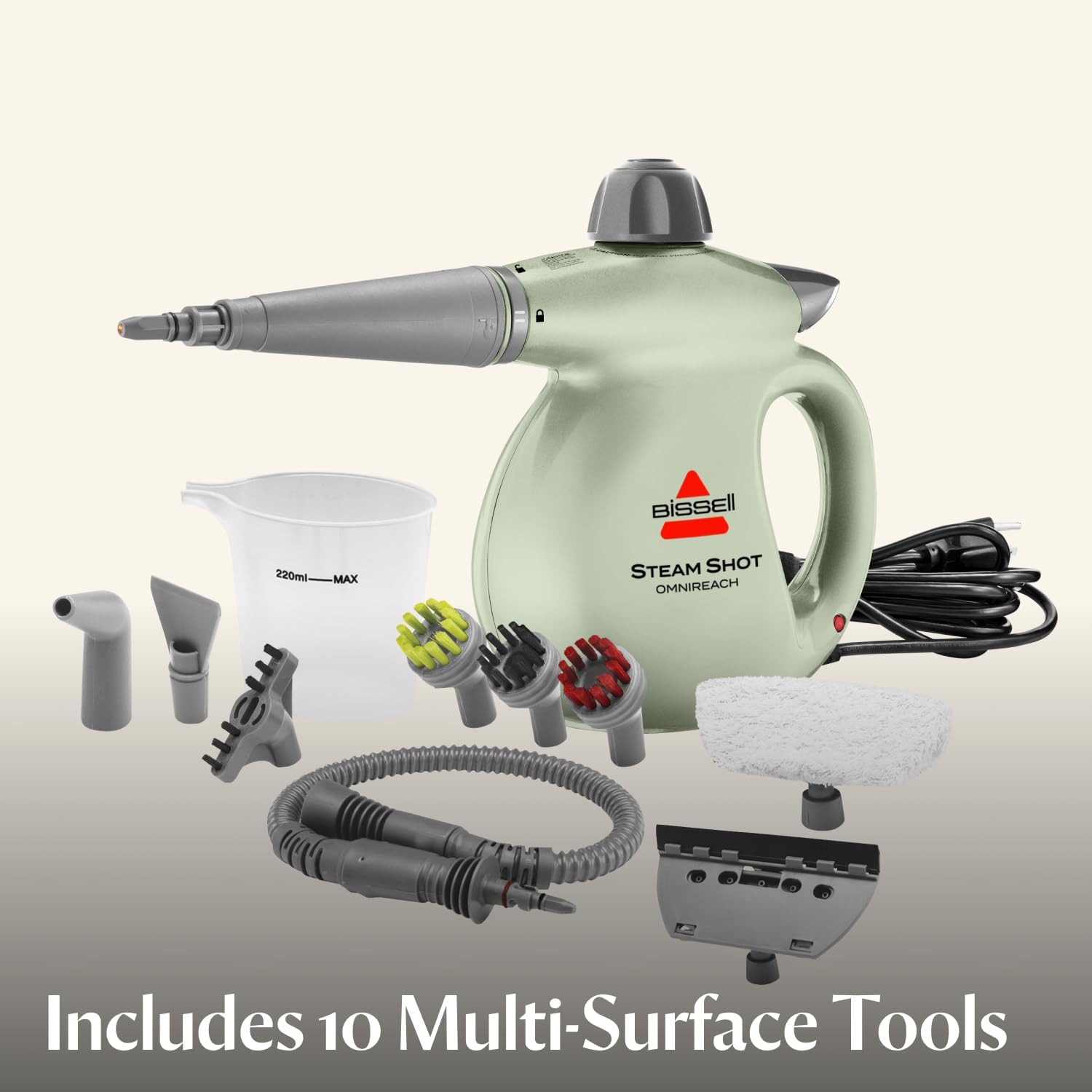 BISSELL® Steam Shot™ OmniReach handheld portable steam cleaner for tile, grout, windows, bathrooms, kitchens, fabric steaming tool, includes 10 tools - Image 3