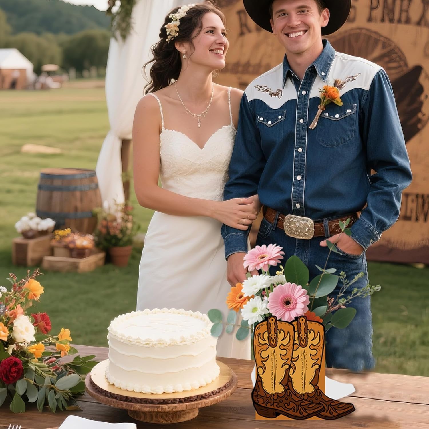 12 Pcs Cowboy Boots Flower Boxes Boot Centerpieces for Tables Cowboy Boot Vase Party Decorations for Western Theme Cowboy Birthday Baby Shower Wedding Party Supplies - Image 2