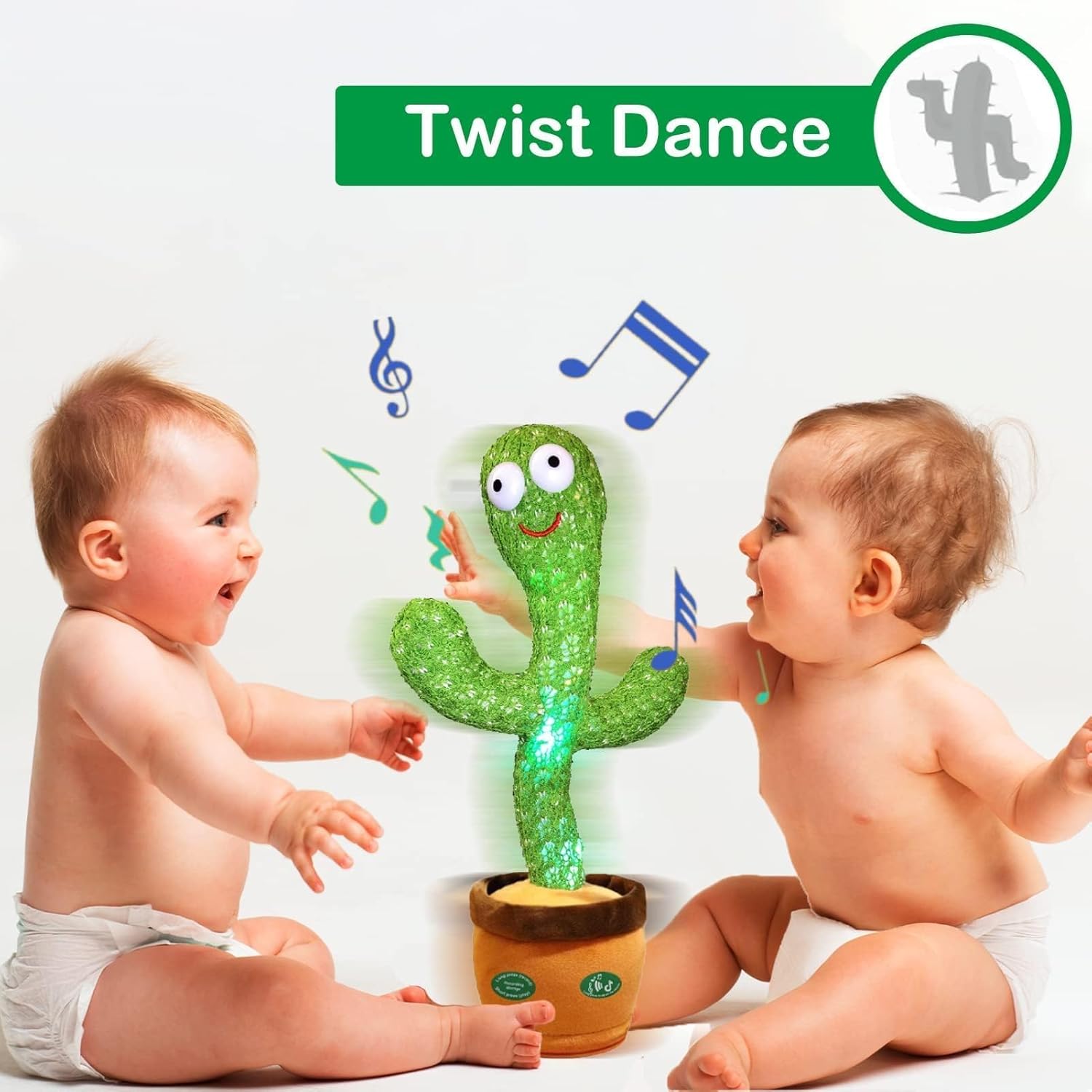 Pbooo Dancing Talking Cactus Mimicking Toy,Talking Repeat Singing Sunny Cactus Toy 120 Pcs Songs for Baby 15S Record Your Sound Sing+Dancing+Recording+LED - Image 7