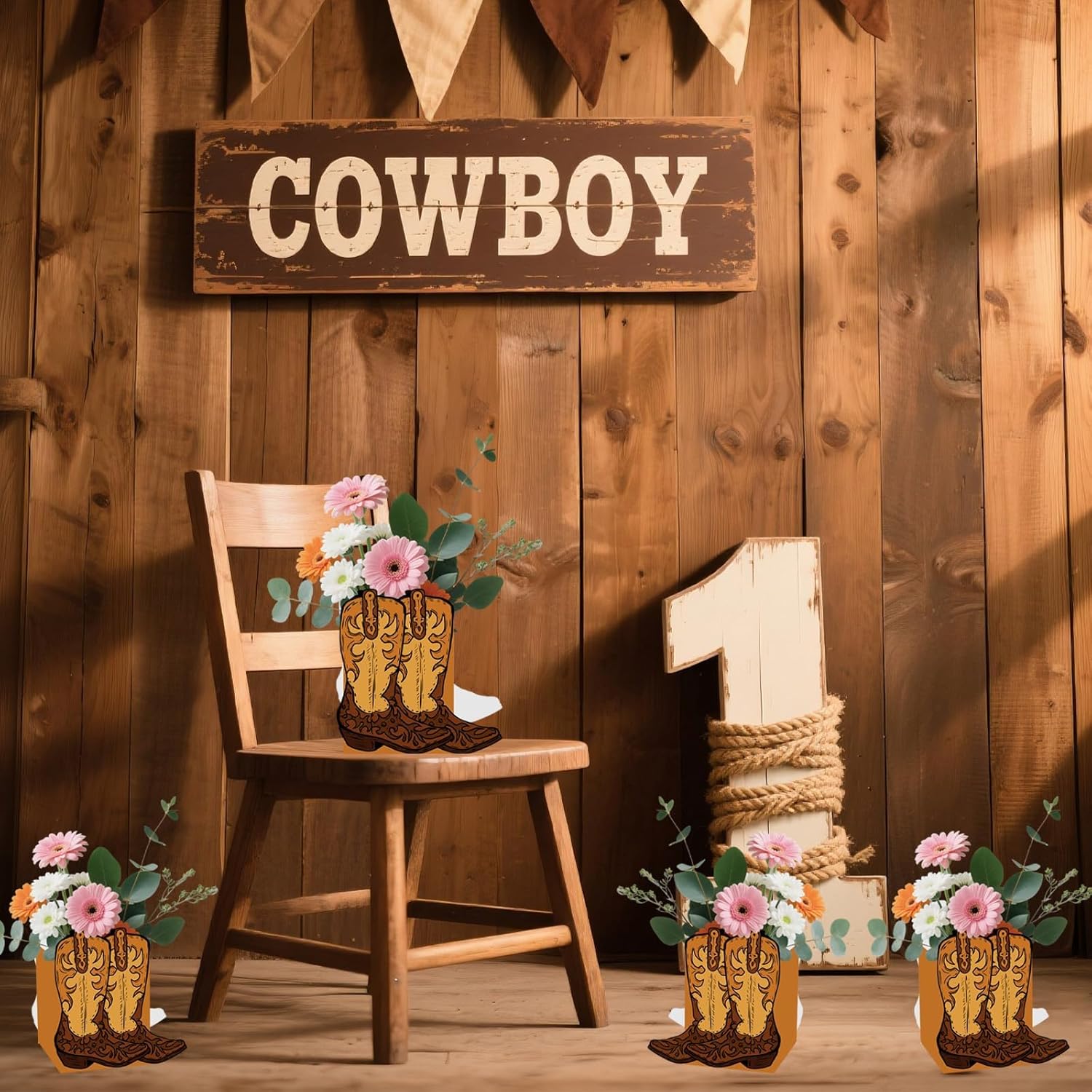 12 Pcs Cowboy Boots Flower Boxes Boot Centerpieces for Tables Cowboy Boot Vase Party Decorations for Western Theme Cowboy Birthday Baby Shower Wedding Party Supplies - Image 5