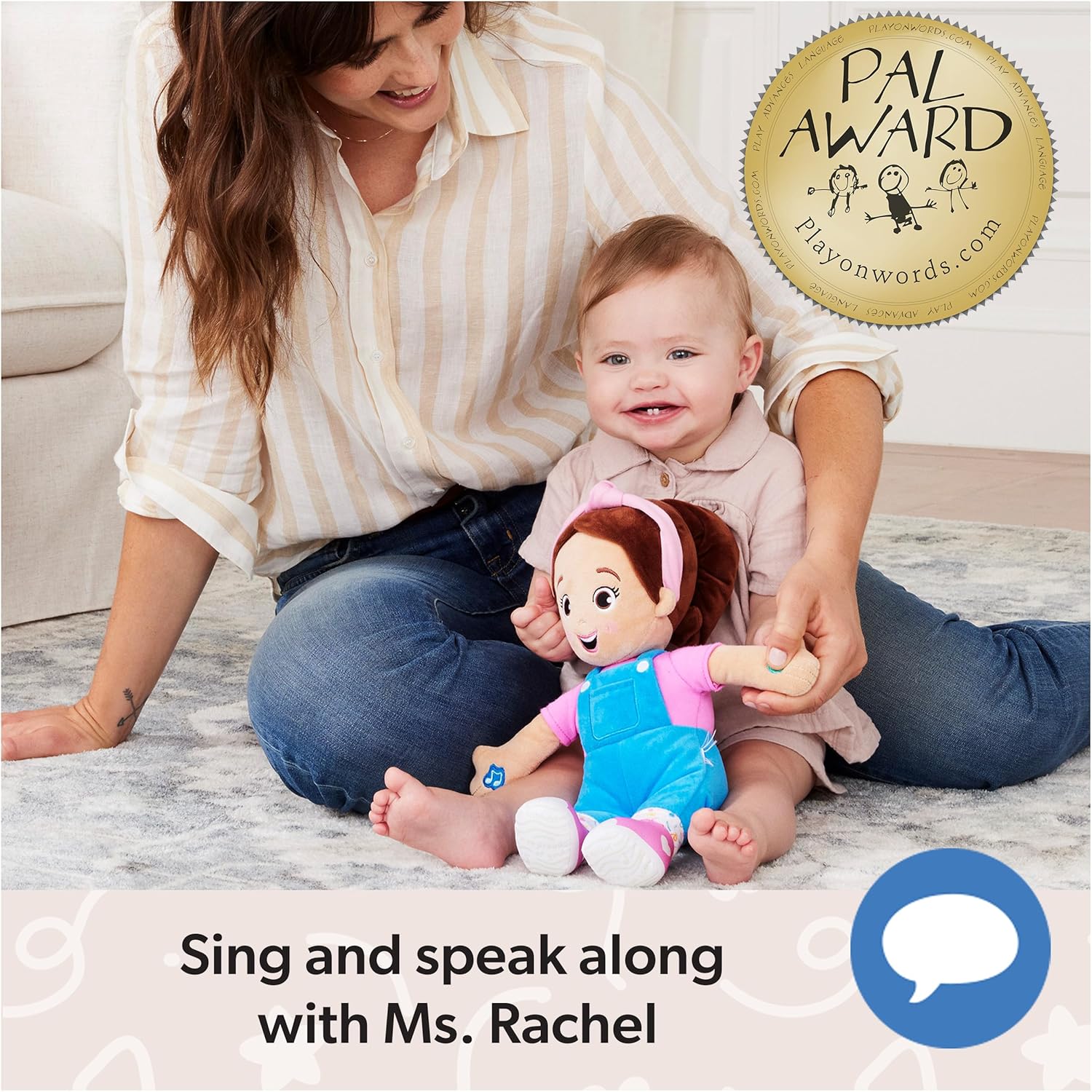 Ms. Rachel Speak & Sing Doll 16” Tall Interactive Toy with 4 Songs & 16+ Phrases, Toddler Toys for Girls & Boys Ages 6 Months to 3+ Years - Image 3
